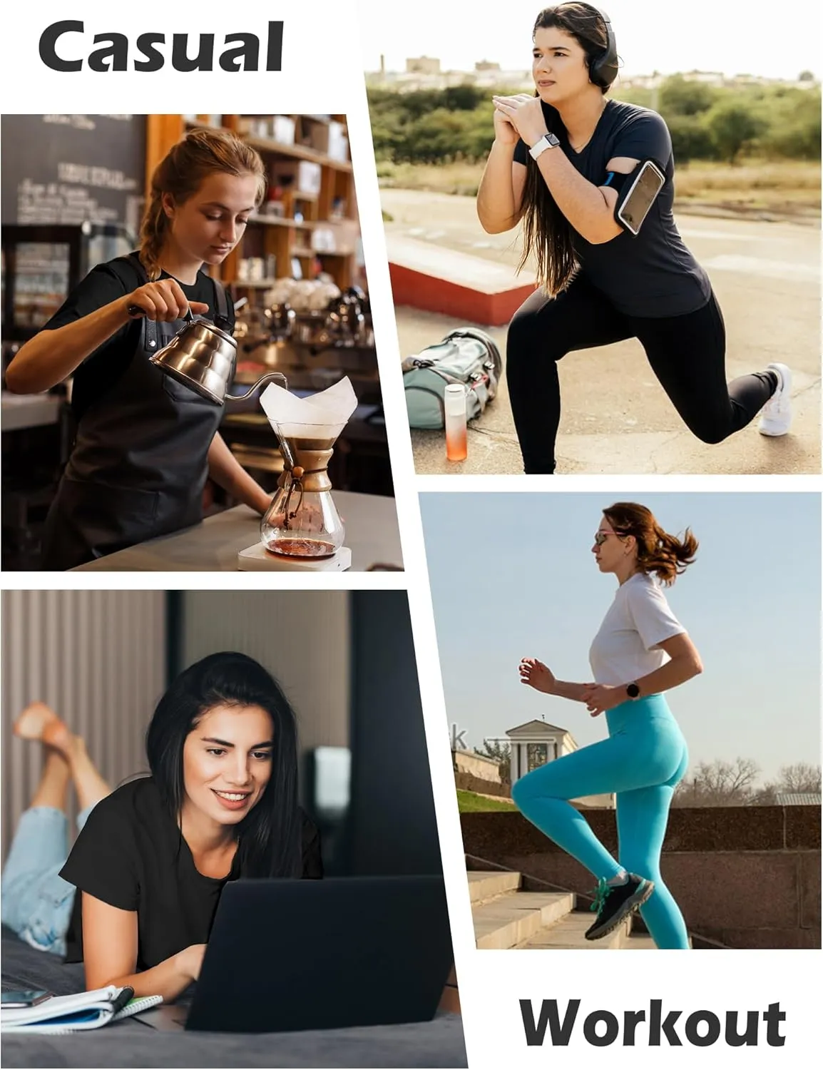 1/4 Pack Women Basic Short Sleeve T Shirts Tees, Loose Fit Crew Neck Tshirts Shirts Summer Tops for Casual Workout Gym