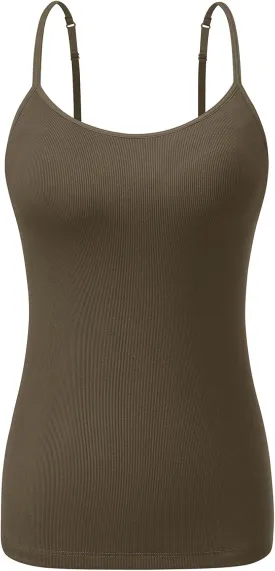 Air Curvey Womens Ribbed Spaghetti Tank Top Adjustable Shelf Bra Camisole Casual Summer Y2K Outfit Cami Shirt 2025