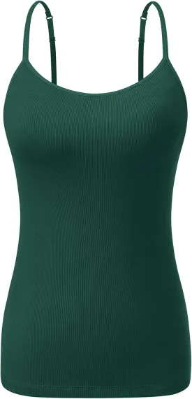 Air Curvey Womens Ribbed Spaghetti Tank Top Adjustable Shelf Bra Camisole Casual Summer Y2K Outfit Cami Shirt 2025