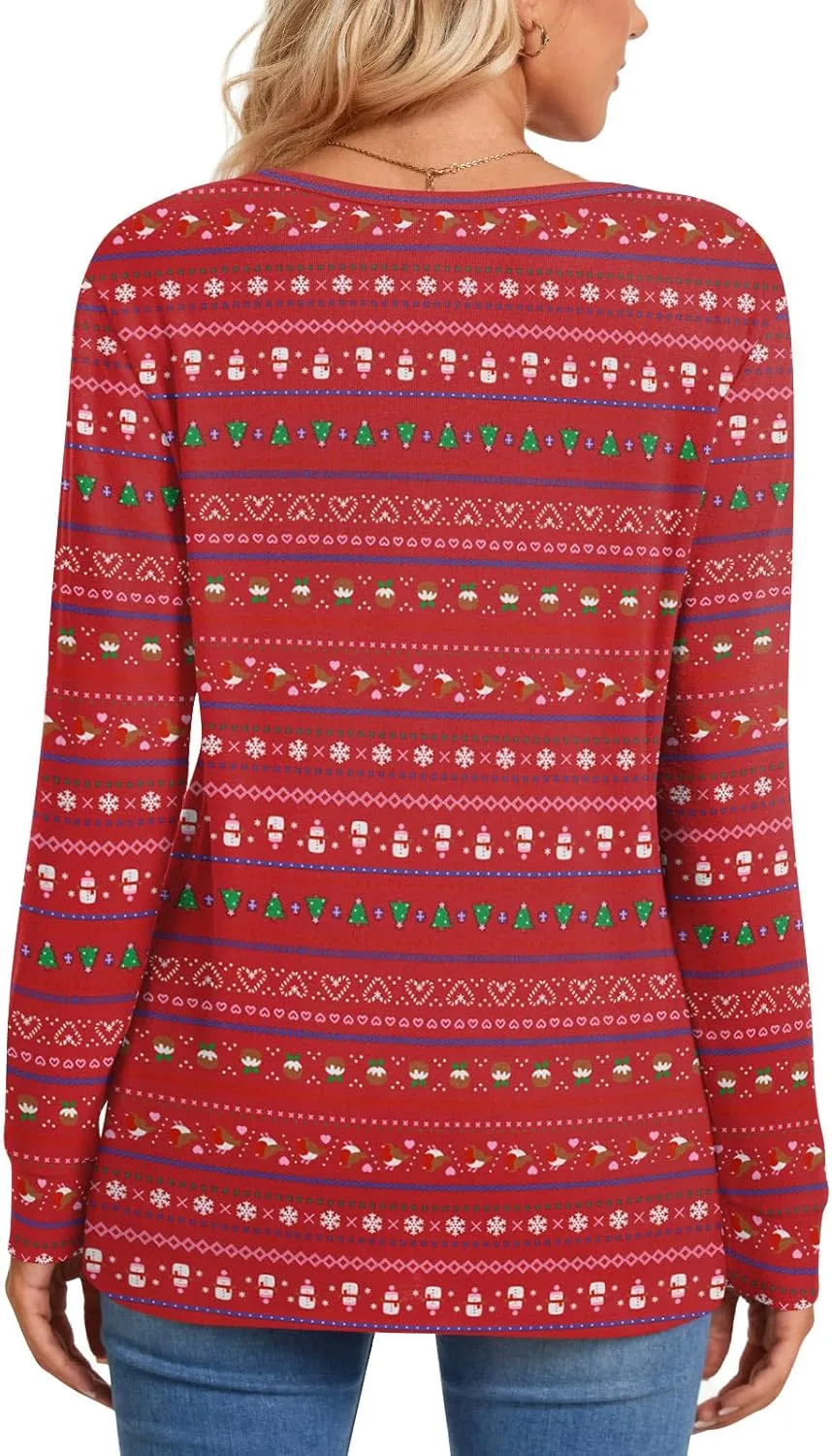 Aodemo Women's Henley Tops Fall Long Sleeve Button Up Tunic Casual Loose Winter Sweatshirt