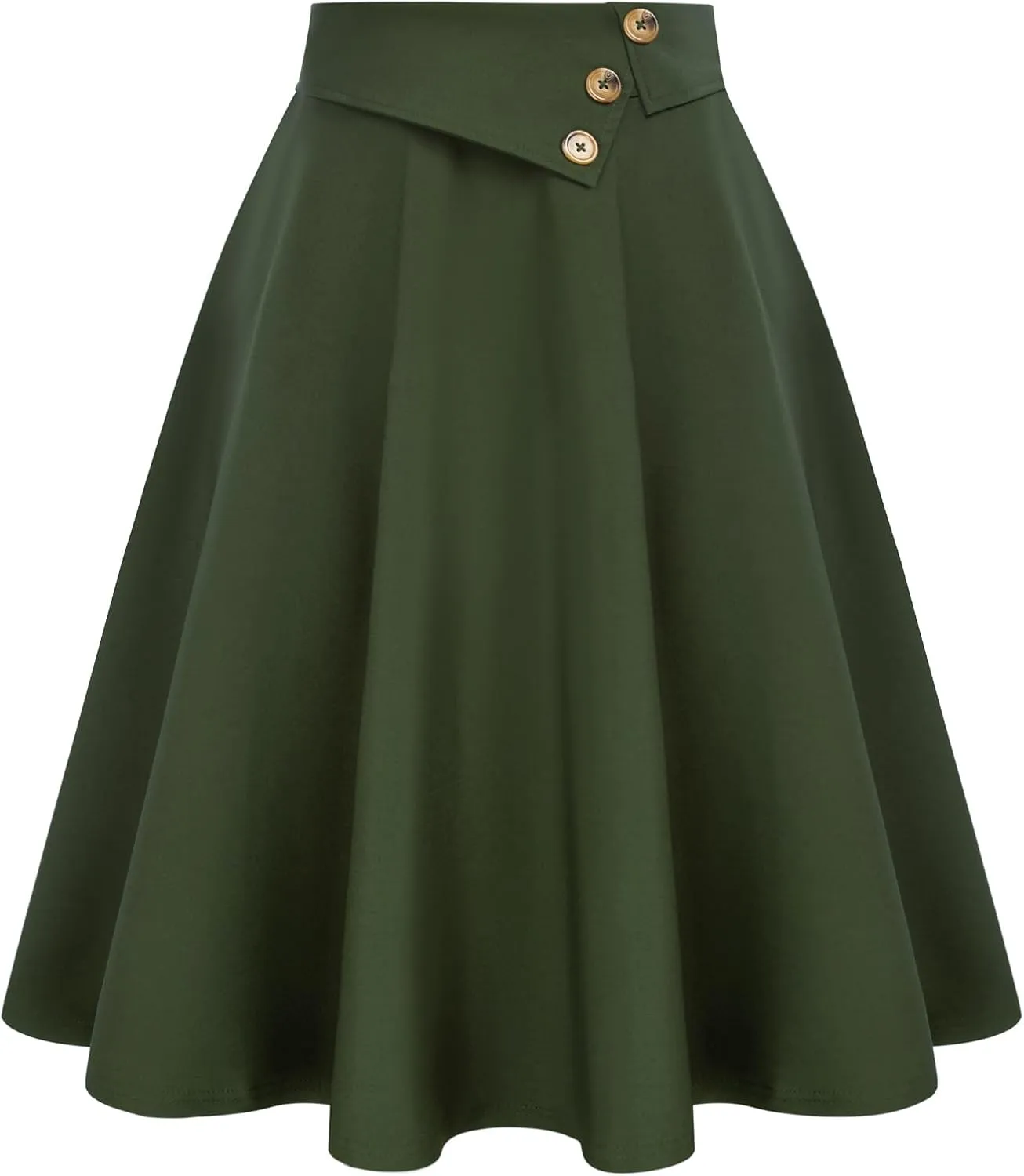 Belle Poque Womens High Waisted Skirts with Pockets Swing A Line Vintage Midi Skirt