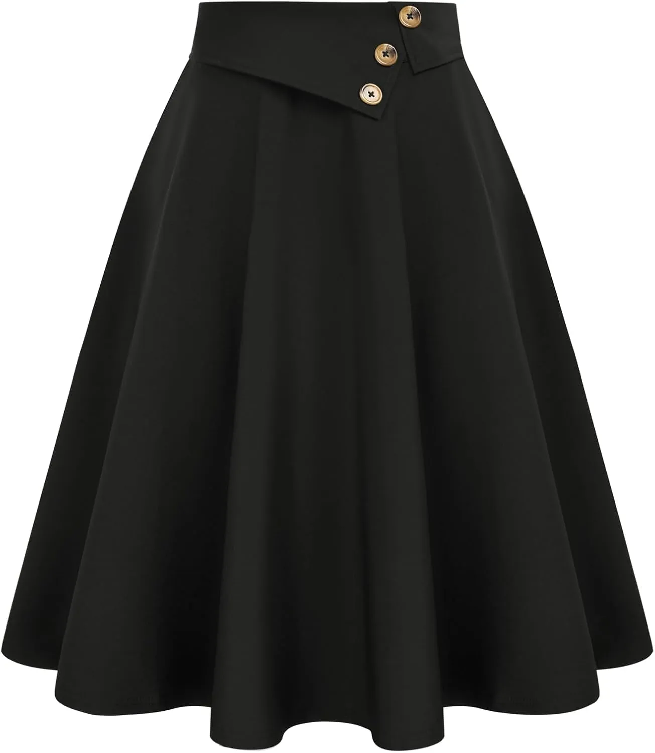 Belle Poque Womens High Waisted Skirts with Pockets Swing A Line Vintage Midi Skirt