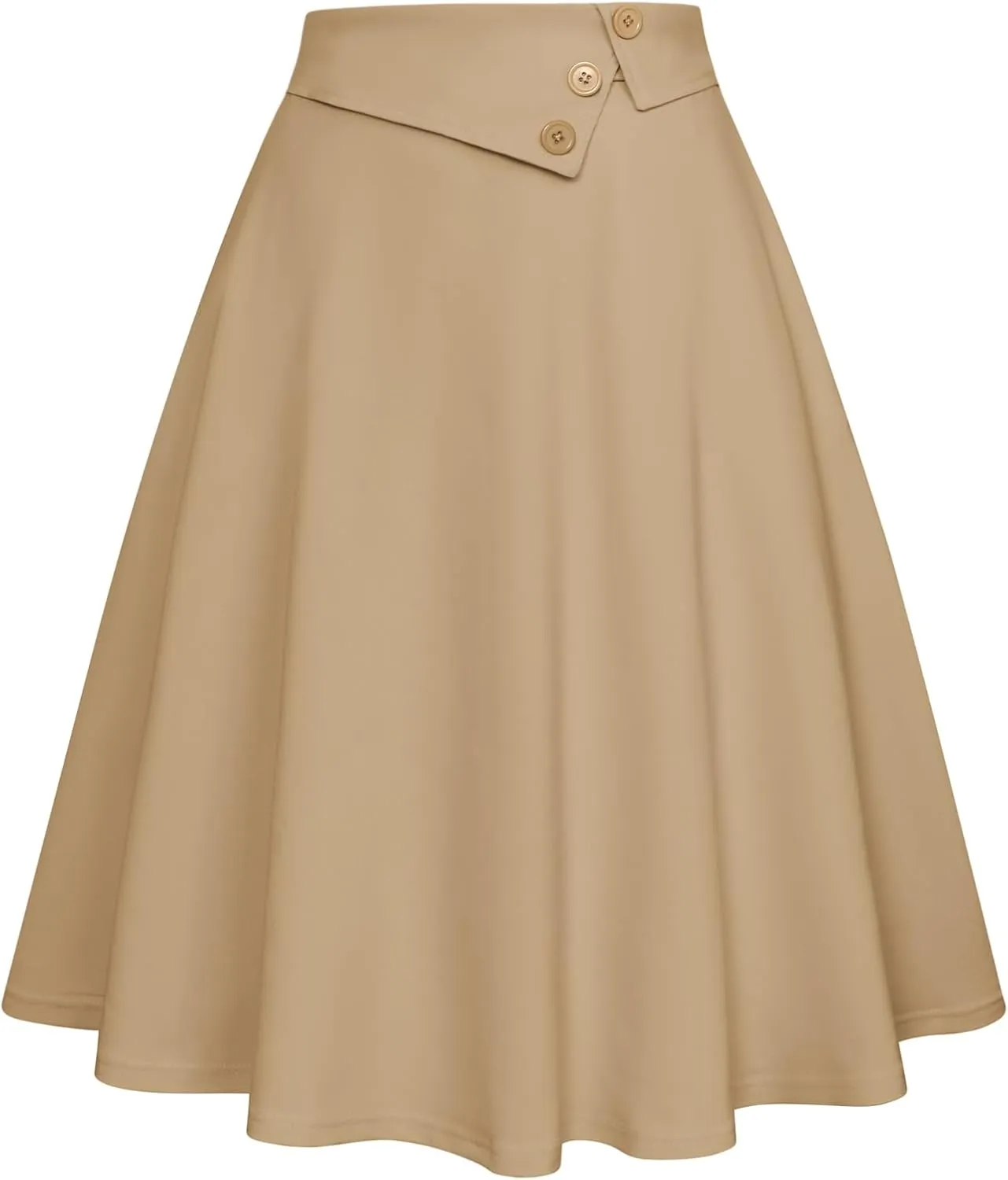 Belle Poque Womens High Waisted Skirts with Pockets Swing A Line Vintage Midi Skirt