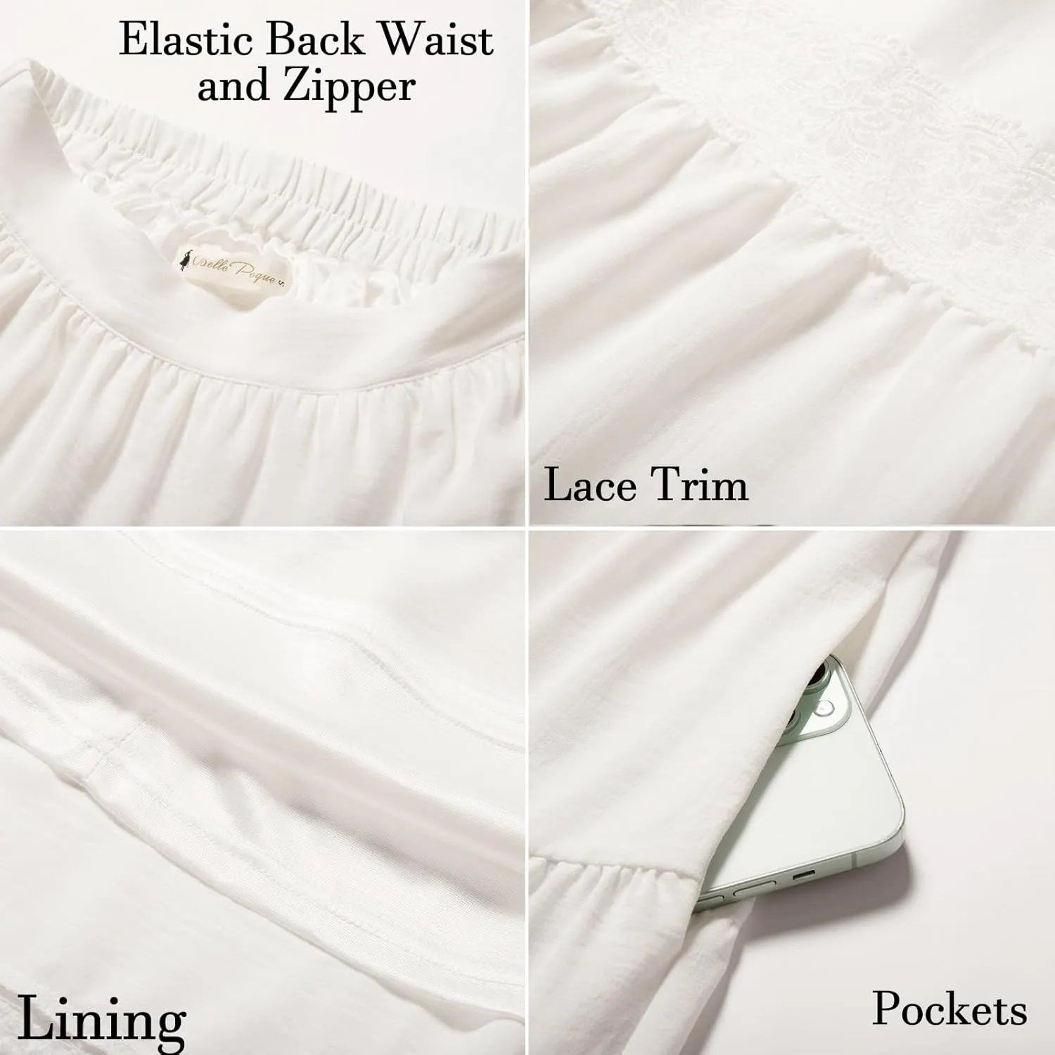 Belle Poque Women's Midi Skirt Boho Flowy Spring Summer Elastic Waist Aline Ruffle Lace Tiered Skirt with Pockets 2025