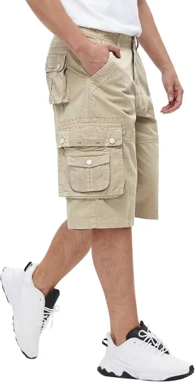 BEST SOUTH Men's Capri Long Twill Cargo Shorts Below Knee 13 Inches Cotton Relaxed Fit Casual Multi-Pocket
