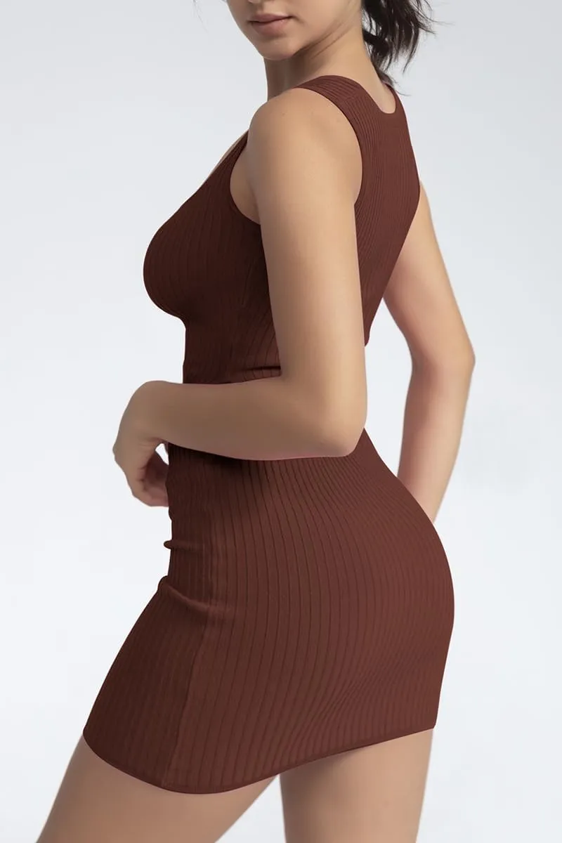 CHYRII Womens Sexy Summer Two Piece Outfits Square Neck Going Out Crop Top Bodycon Skirt Sets Mini Dress