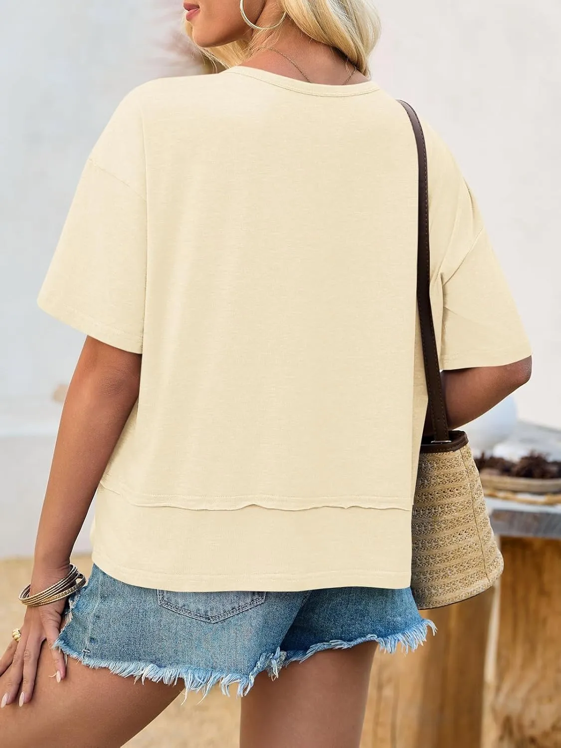 Cicy Bell Womens Summer V Neck T Shirts Casual Short Sleeve Flowy Tops Cute Loose Fit Basic Tees