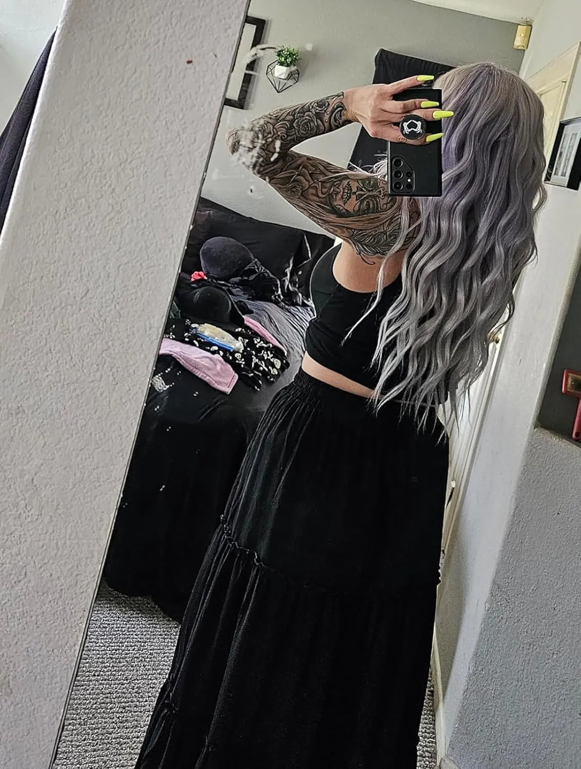 EARKOHA Womens Casual High Waist Tie Paisley Print Long Maxi Skirt with Pockets