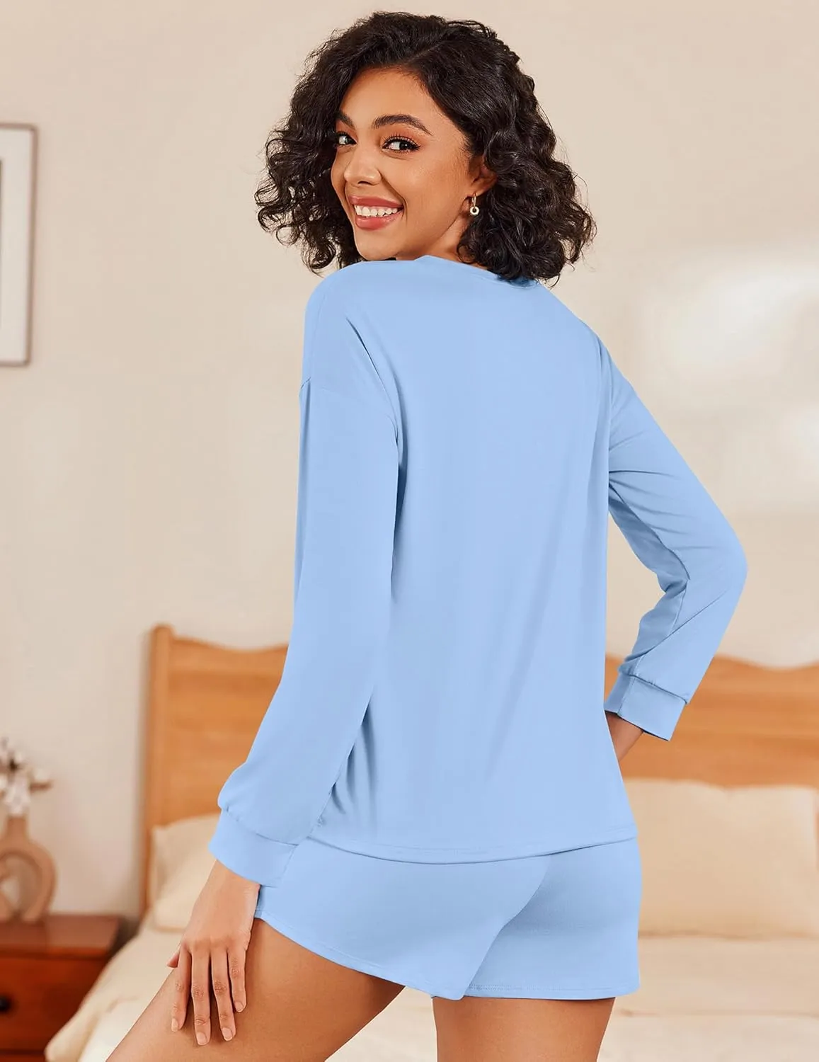Ekouaer Womens Pajama Sets 2 Piece Lounge Set Casual Long Sleeve Loungewear Matching Sleepwear
