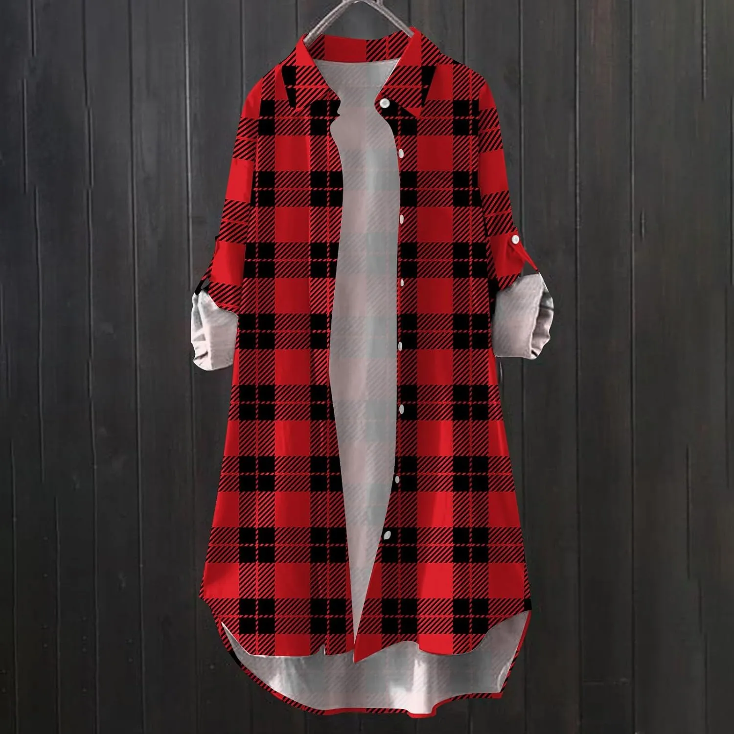 Fall Cardigans for Women 2024,Open Front Roll Up Sleeve Tops Button Down Plaid Shirts Oversized Cardigan