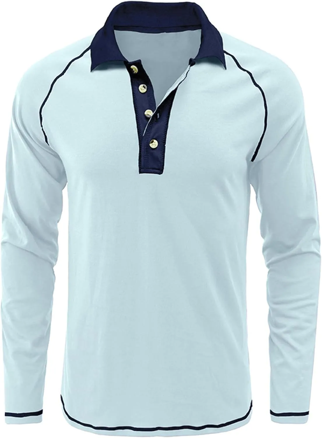 Fashion Mens Polo Shirts Relaxed Fit Long Sleeve Casual Golf Polo Classic Cotton Polo T Shirts Buttons Henley Tops