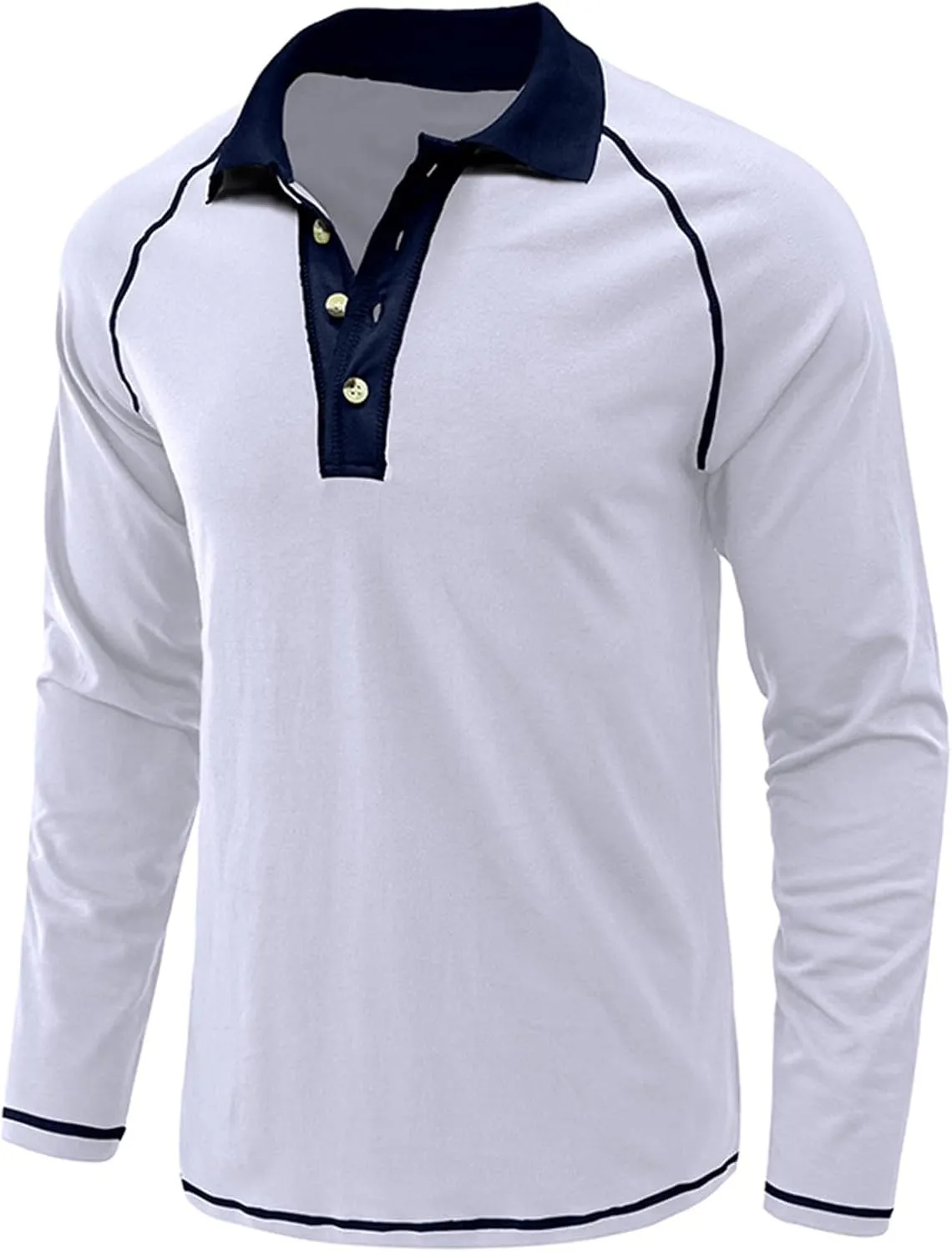 Fashion Mens Polo Shirts Relaxed Fit Long Sleeve Casual Golf Polo Classic Cotton Polo T Shirts Buttons Henley Tops
