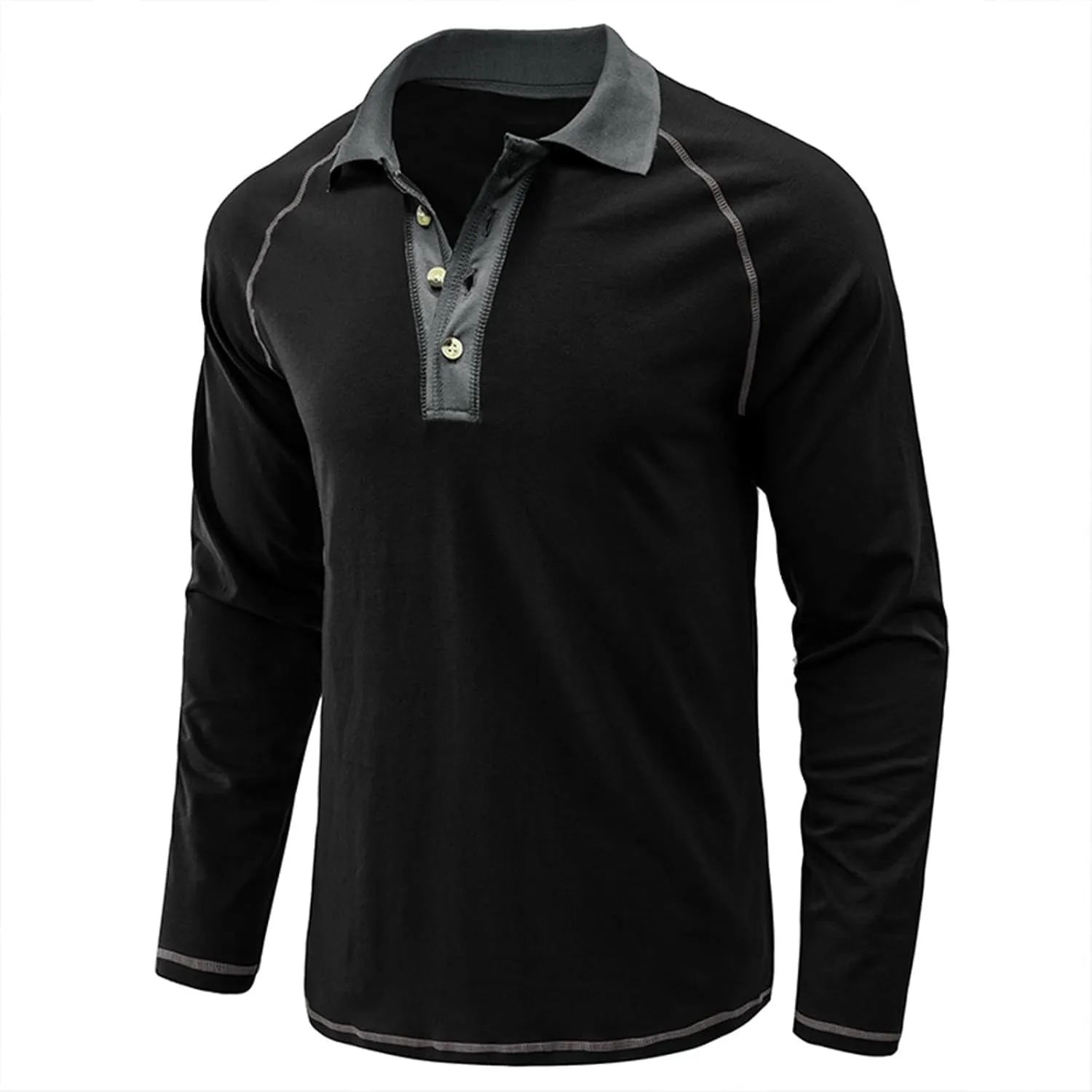 Fashion Mens Polo Shirts Relaxed Fit Long Sleeve Casual Golf Polo Classic Cotton Polo T Shirts Buttons Henley Tops