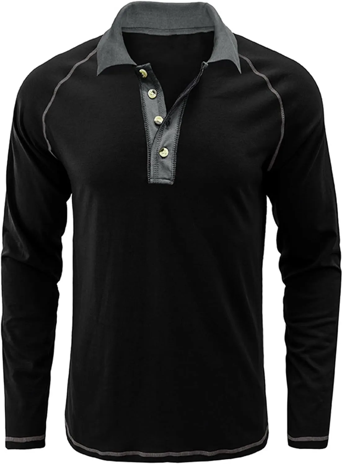 Fashion Mens Polo Shirts Relaxed Fit Long Sleeve Casual Golf Polo Classic Cotton Polo T Shirts Buttons Henley Tops