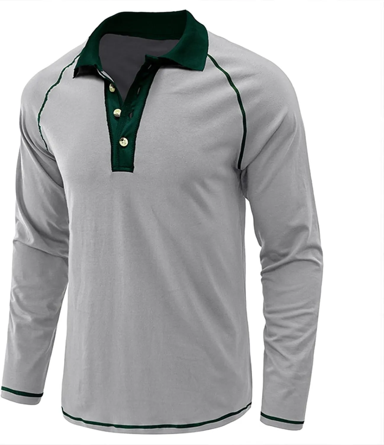 Fashion Mens Polo Shirts Relaxed Fit Long Sleeve Casual Golf Polo Classic Cotton Polo T Shirts Buttons Henley Tops