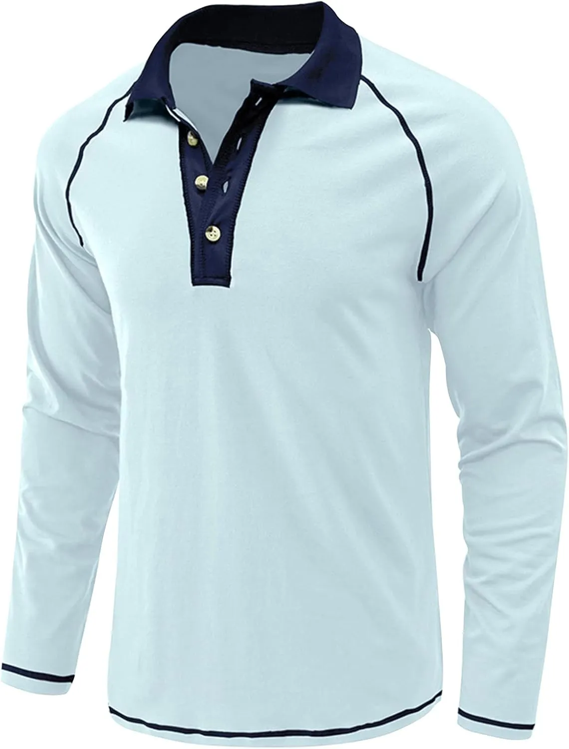 Fashion Mens Polo Shirts Relaxed Fit Long Sleeve Casual Golf Polo Classic Cotton Polo T Shirts Buttons Henley Tops