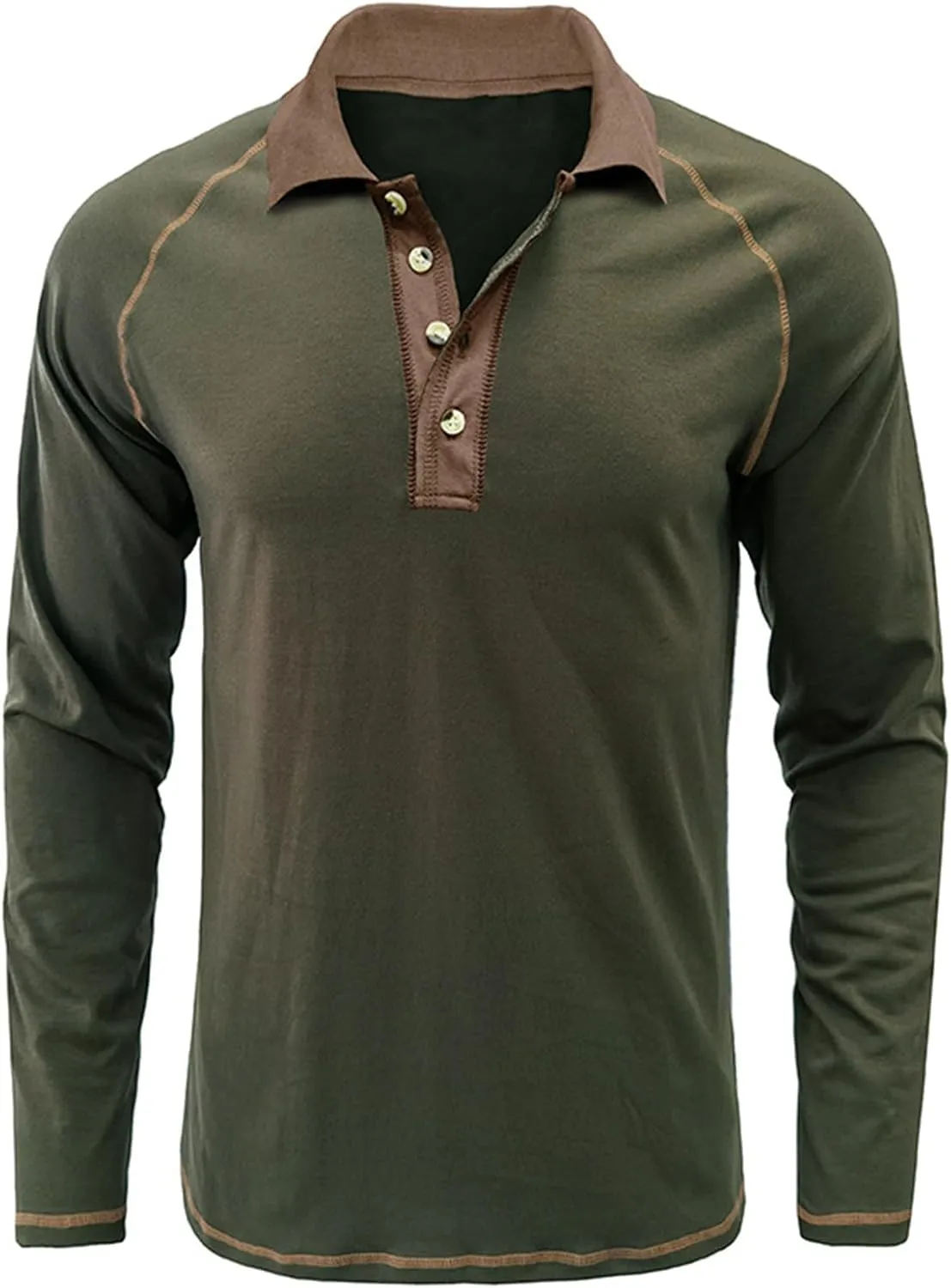 Fashion Mens Polo Shirts Relaxed Fit Long Sleeve Casual Golf Polo Classic Cotton Polo T Shirts Buttons Henley Tops