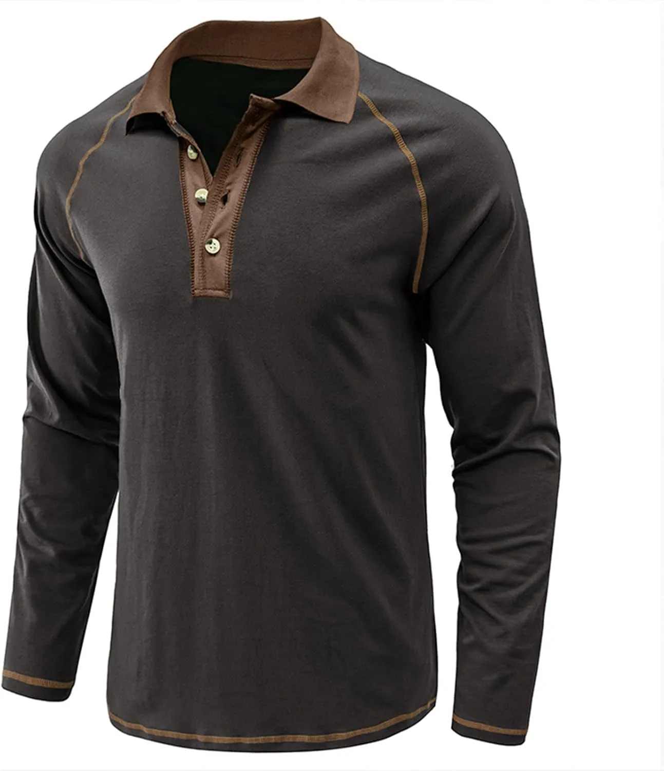Fashion Mens Polo Shirts Relaxed Fit Long Sleeve Casual Golf Polo Classic Cotton Polo T Shirts Buttons Henley Tops