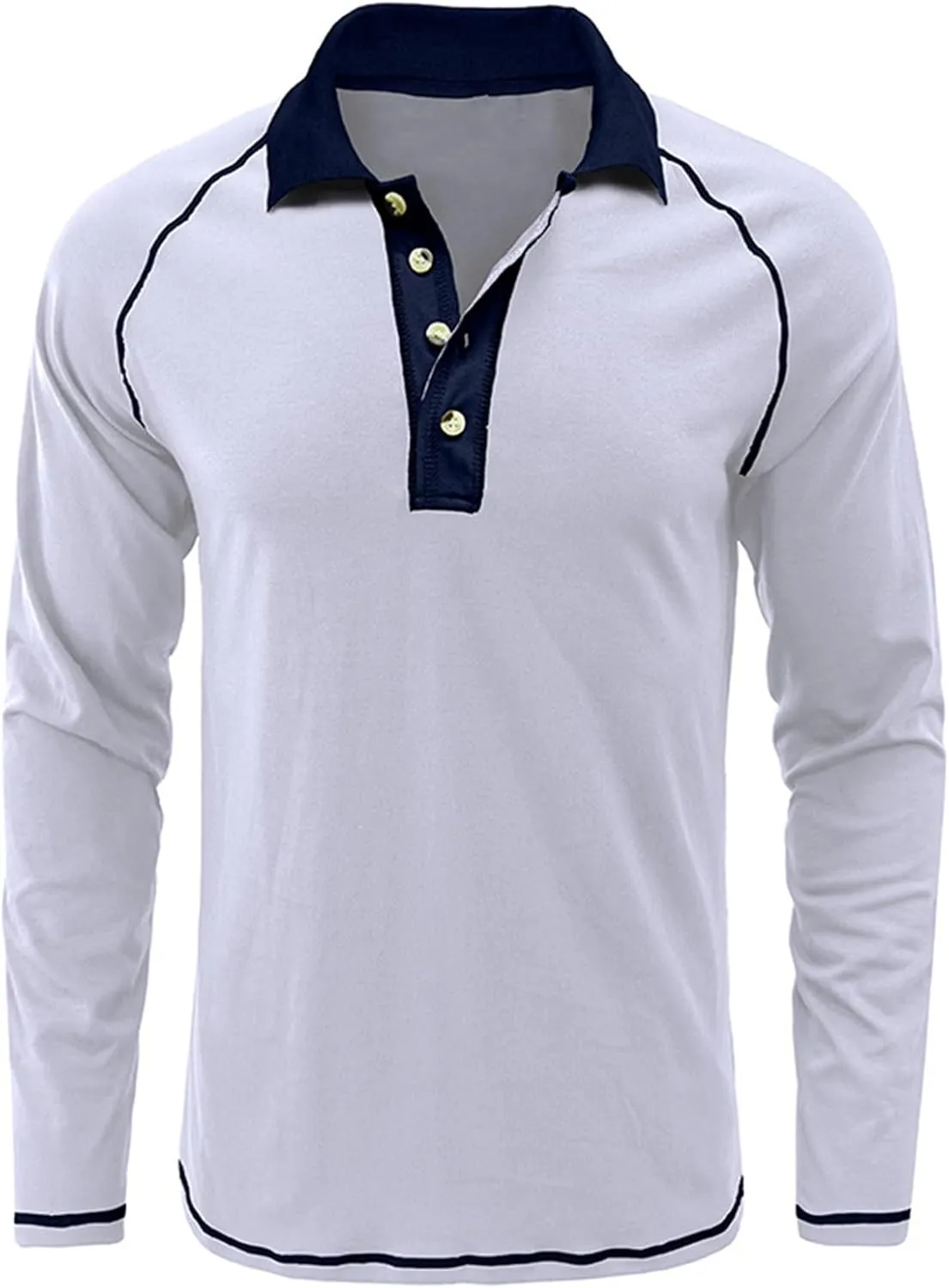 Fashion Mens Polo Shirts Relaxed Fit Long Sleeve Casual Golf Polo Classic Cotton Polo T Shirts Buttons Henley Tops