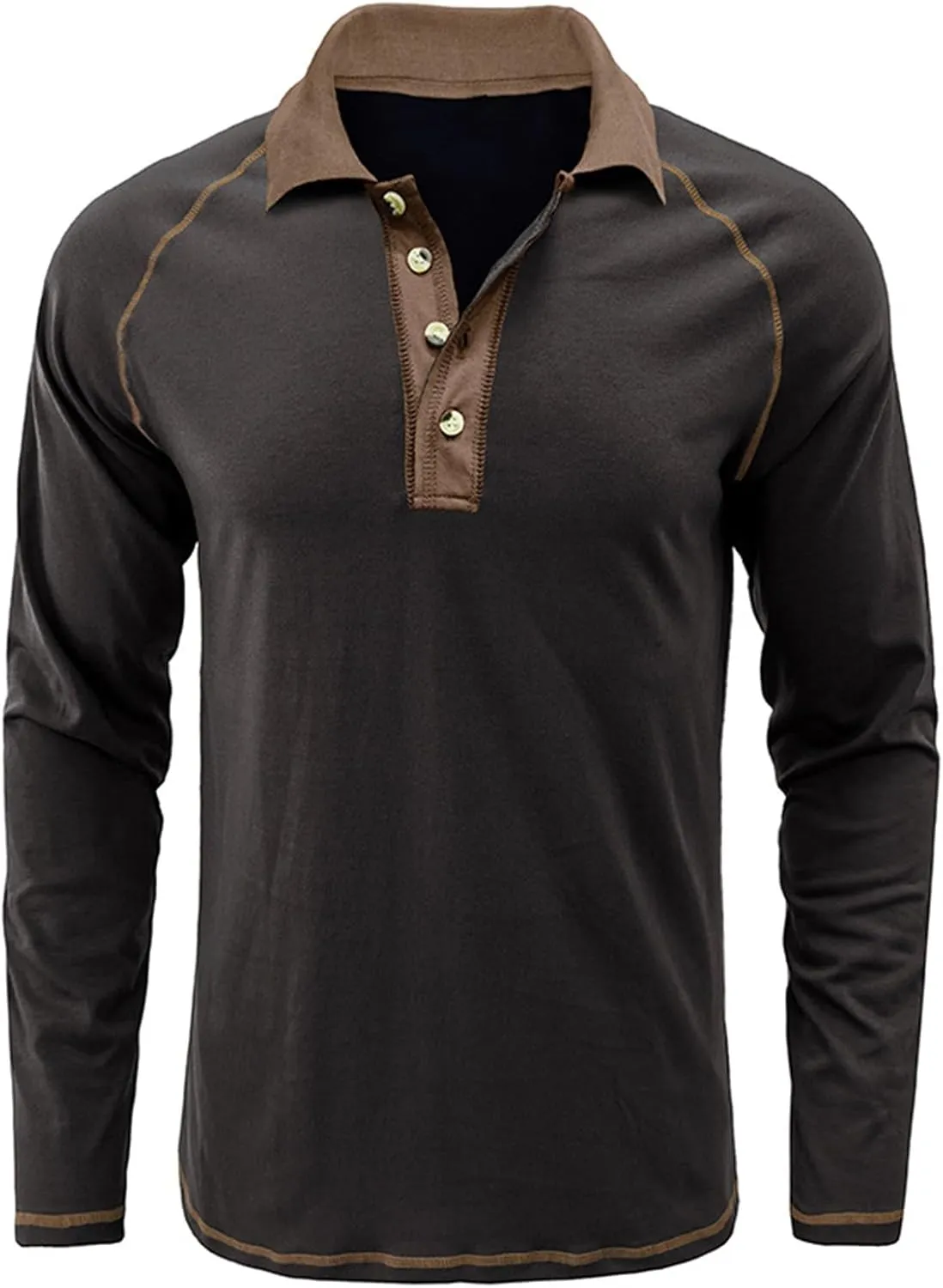 Fashion Mens Polo Shirts Relaxed Fit Long Sleeve Casual Golf Polo Classic Cotton Polo T Shirts Buttons Henley Tops