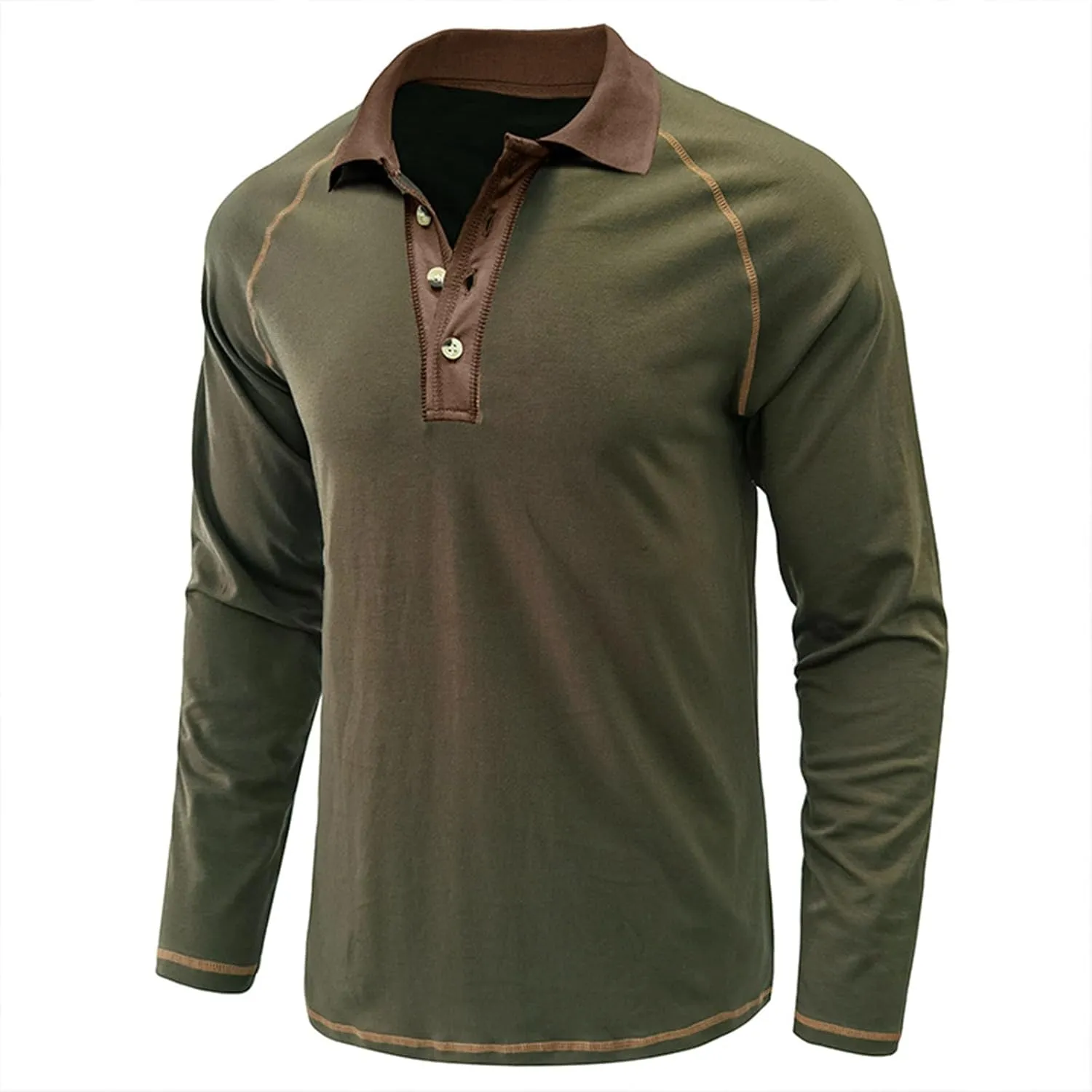 Fashion Mens Polo Shirts Relaxed Fit Long Sleeve Casual Golf Polo Classic Cotton Polo T Shirts Buttons Henley Tops