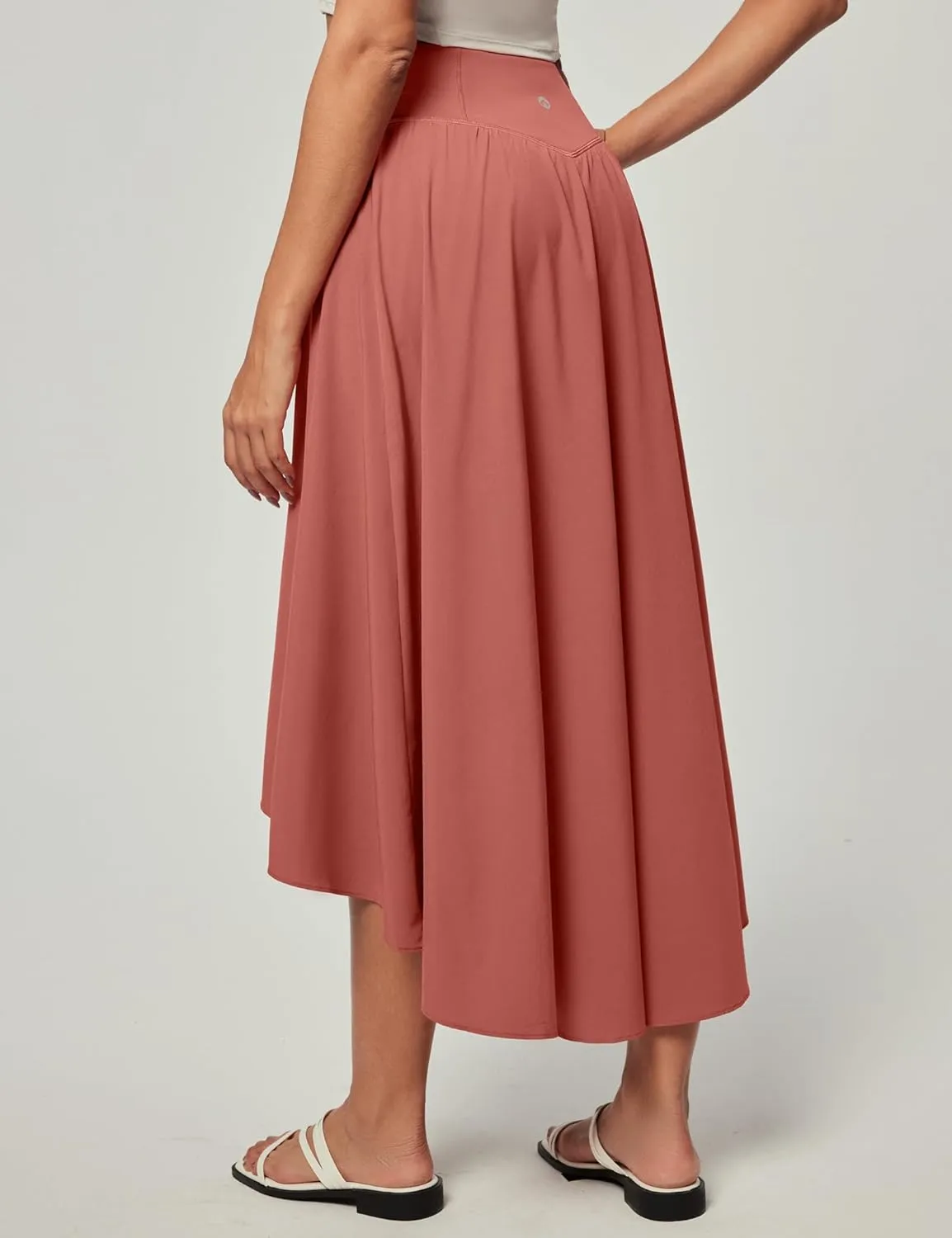 Heathyoga High Waist Wrap Skirt with Shorts Flowy Skirts for Women Trendy Summer Ruffle High Low Maxi Skirt with Slit