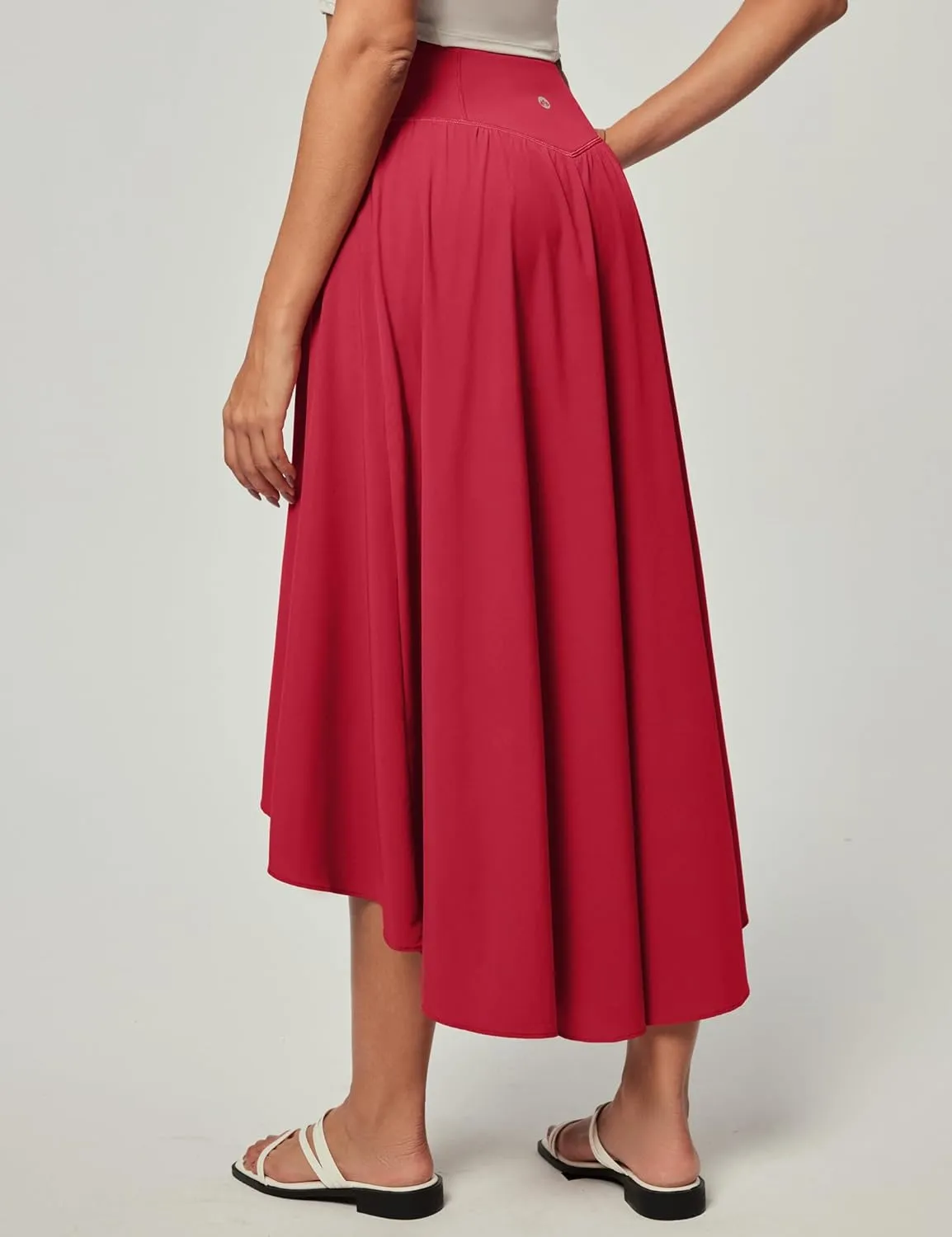 Heathyoga High Waist Wrap Skirt with Shorts Flowy Skirts for Women Trendy Summer Ruffle High Low Maxi Skirt with Slit