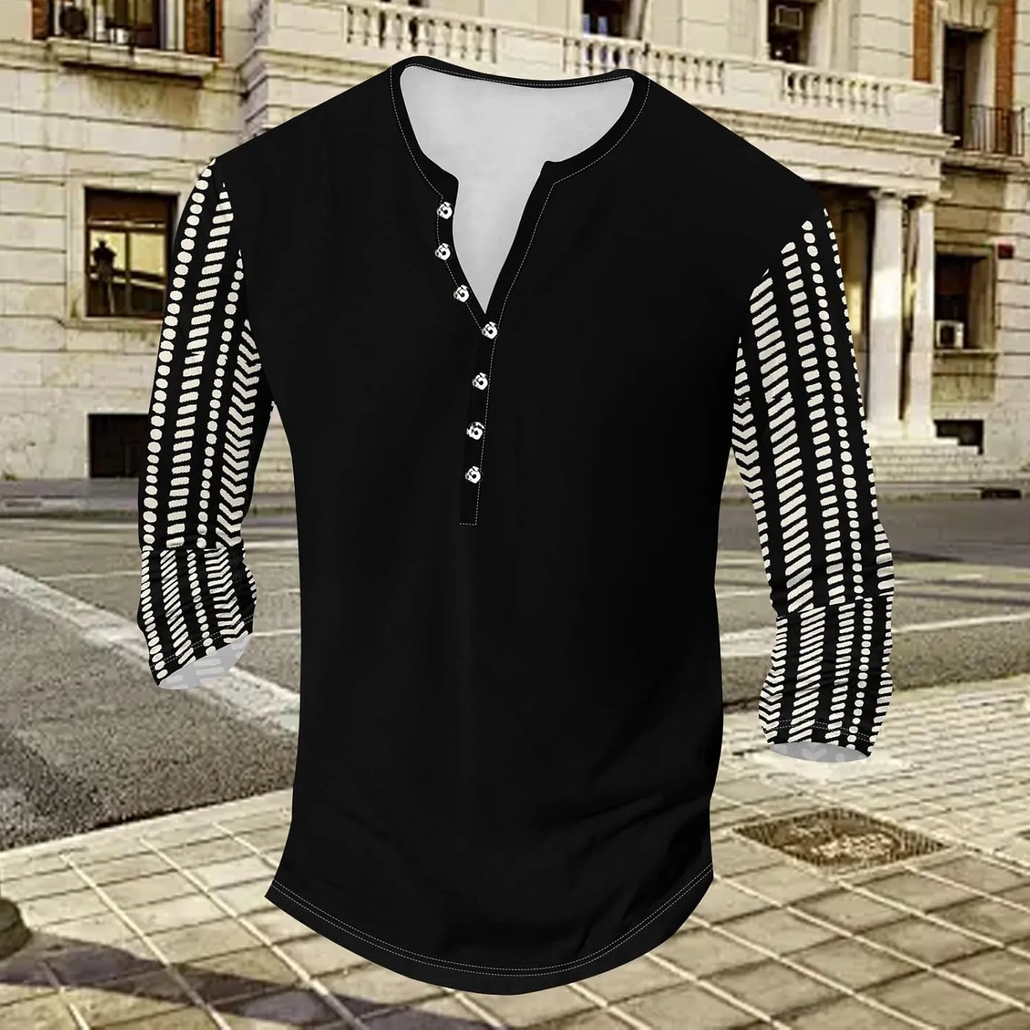 Henley Shirts for Men Lightweight Long Sleeve T-Shirts Casual Workwear Quick Dry Shirts Graphic Club Pullover Tee