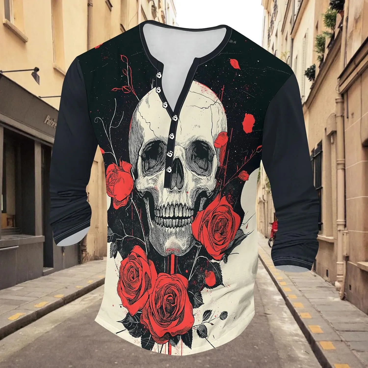 Henley Shirts for Men Lightweight Long Sleeve T-Shirts Casual Workwear Quick Dry Shirts Graphic Club Pullover Tee