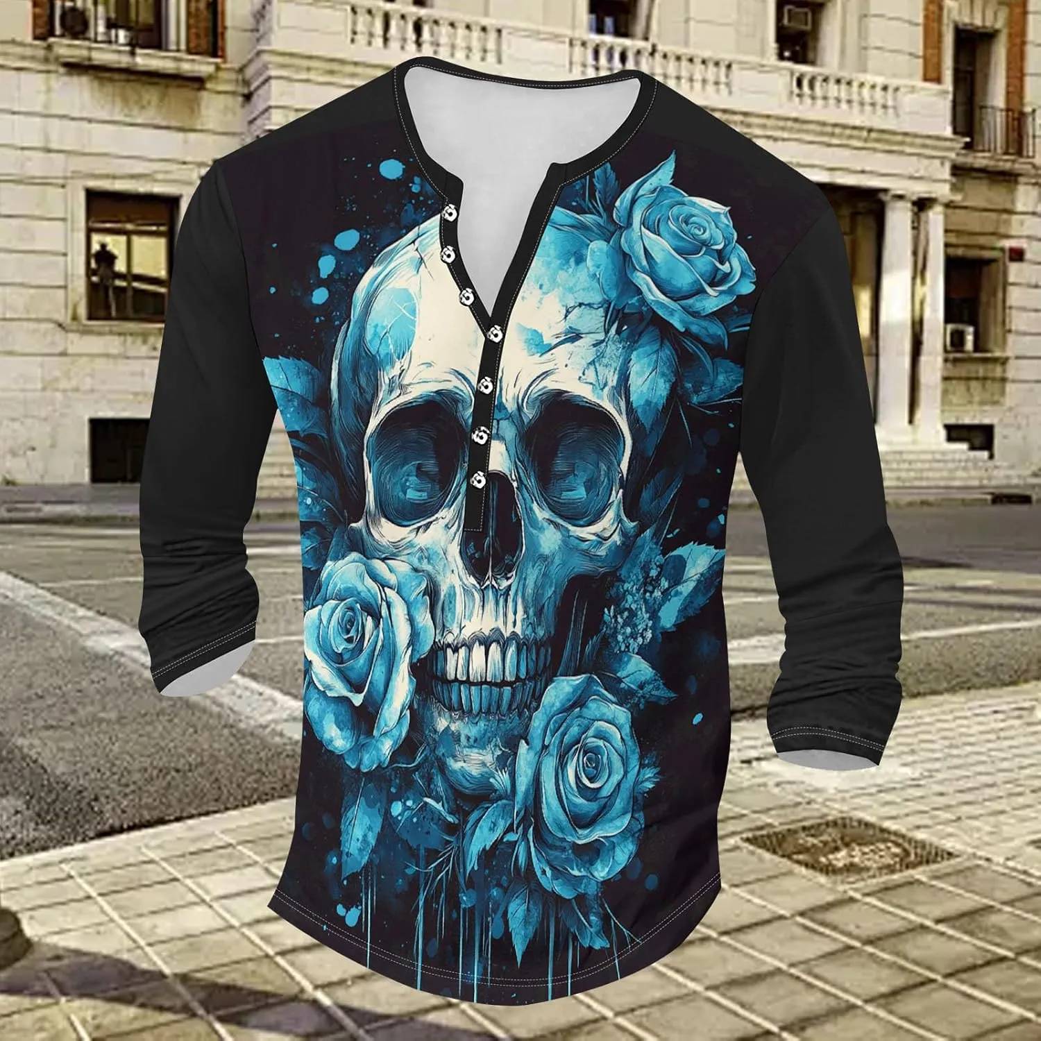 Henley Shirts for Men Lightweight Long Sleeve T-Shirts Casual Workwear Quick Dry Shirts Graphic Club Pullover Tee