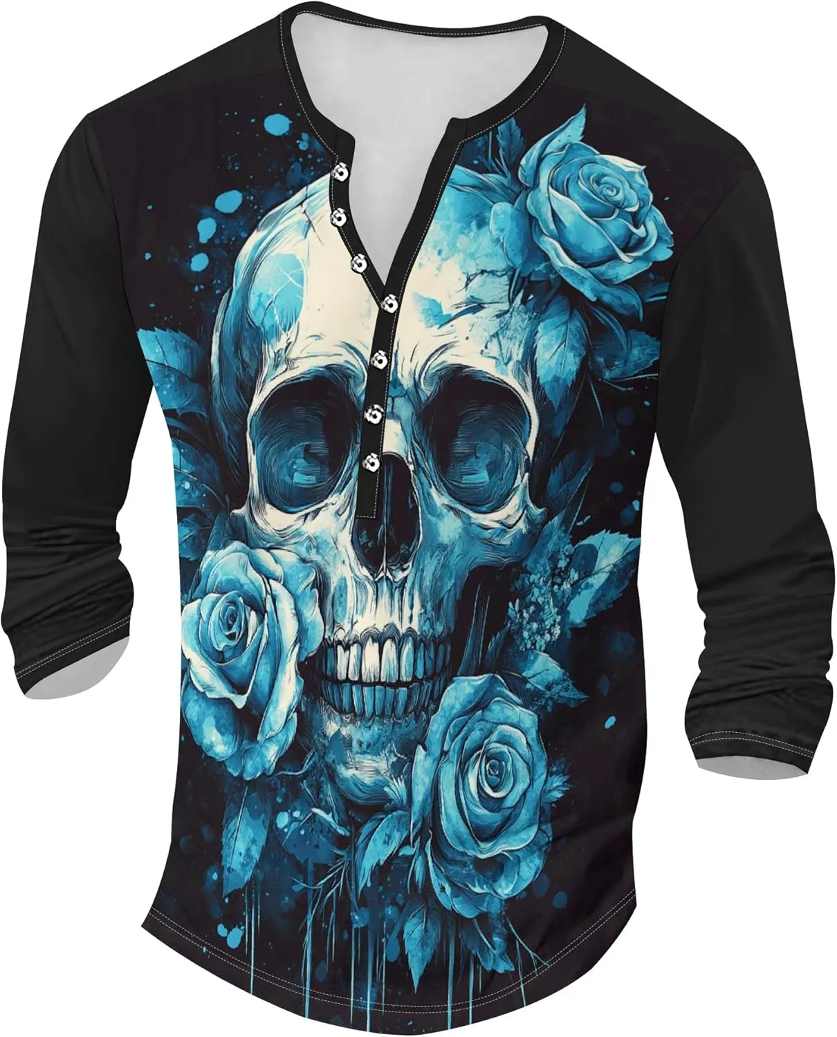 Henley Shirts for Men Lightweight Long Sleeve T-Shirts Casual Workwear Quick Dry Shirts Graphic Club Pullover Tee
