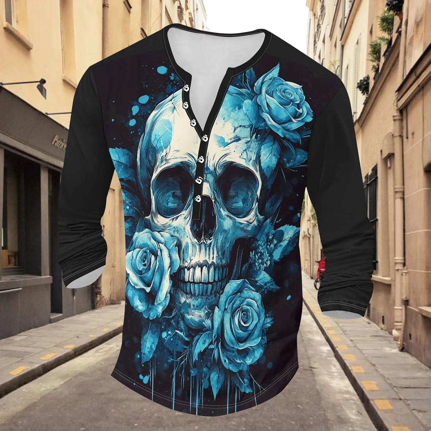 Henley Shirts for Men Lightweight Long Sleeve T-Shirts Casual Workwear Quick Dry Shirts Graphic Club Pullover Tee