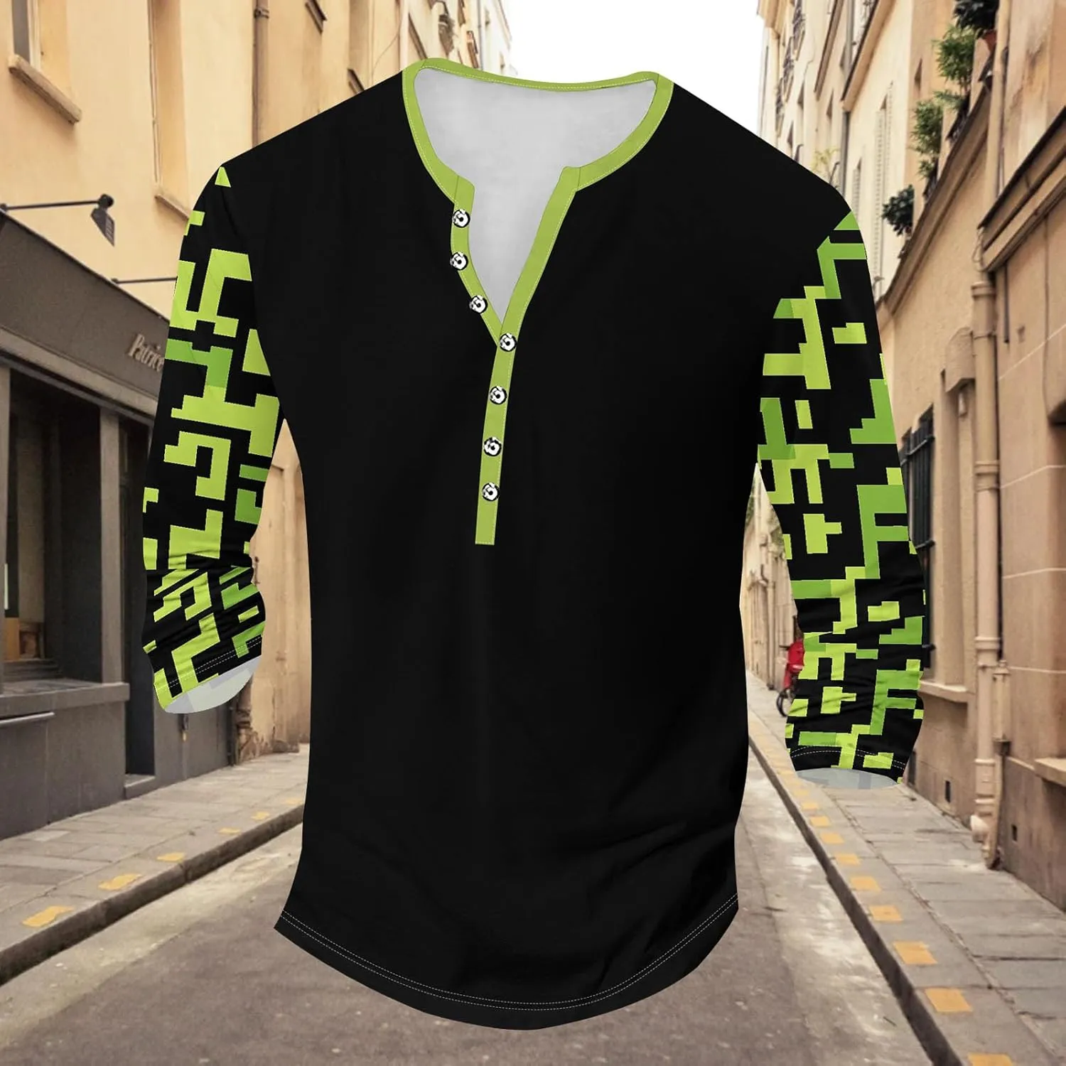 Henley Shirts for Men Lightweight Long Sleeve T-Shirts Casual Workwear Quick Dry Shirts Graphic Club Pullover Tee