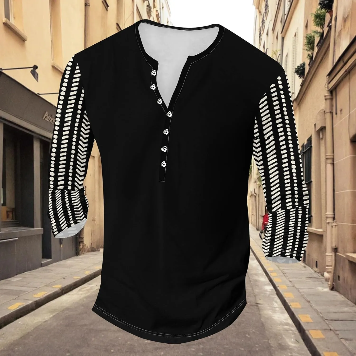 Henley Shirts for Men Lightweight Long Sleeve T-Shirts Casual Workwear Quick Dry Shirts Graphic Club Pullover Tee