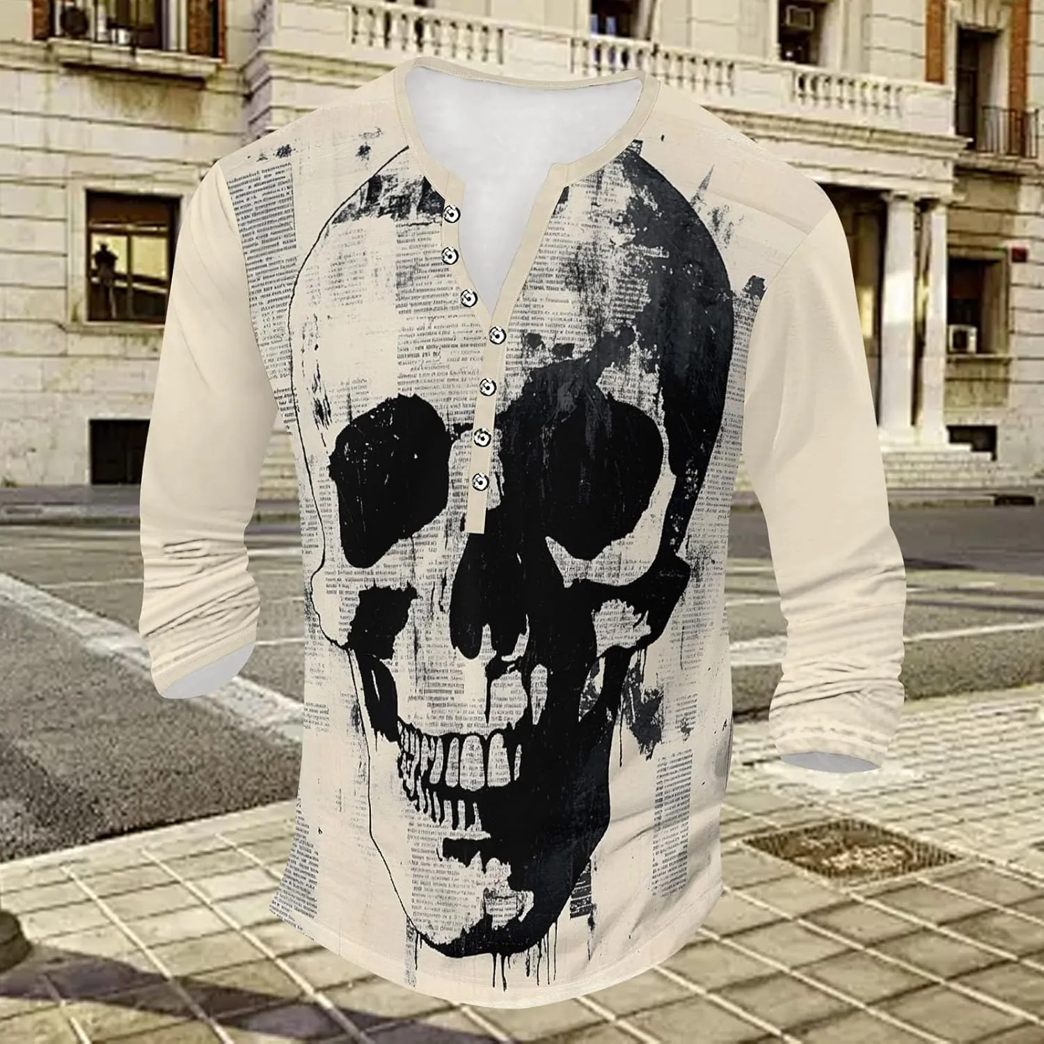 Henley Shirts for Men Lightweight Long Sleeve T-Shirts Casual Workwear Quick Dry Shirts Graphic Club Pullover Tee