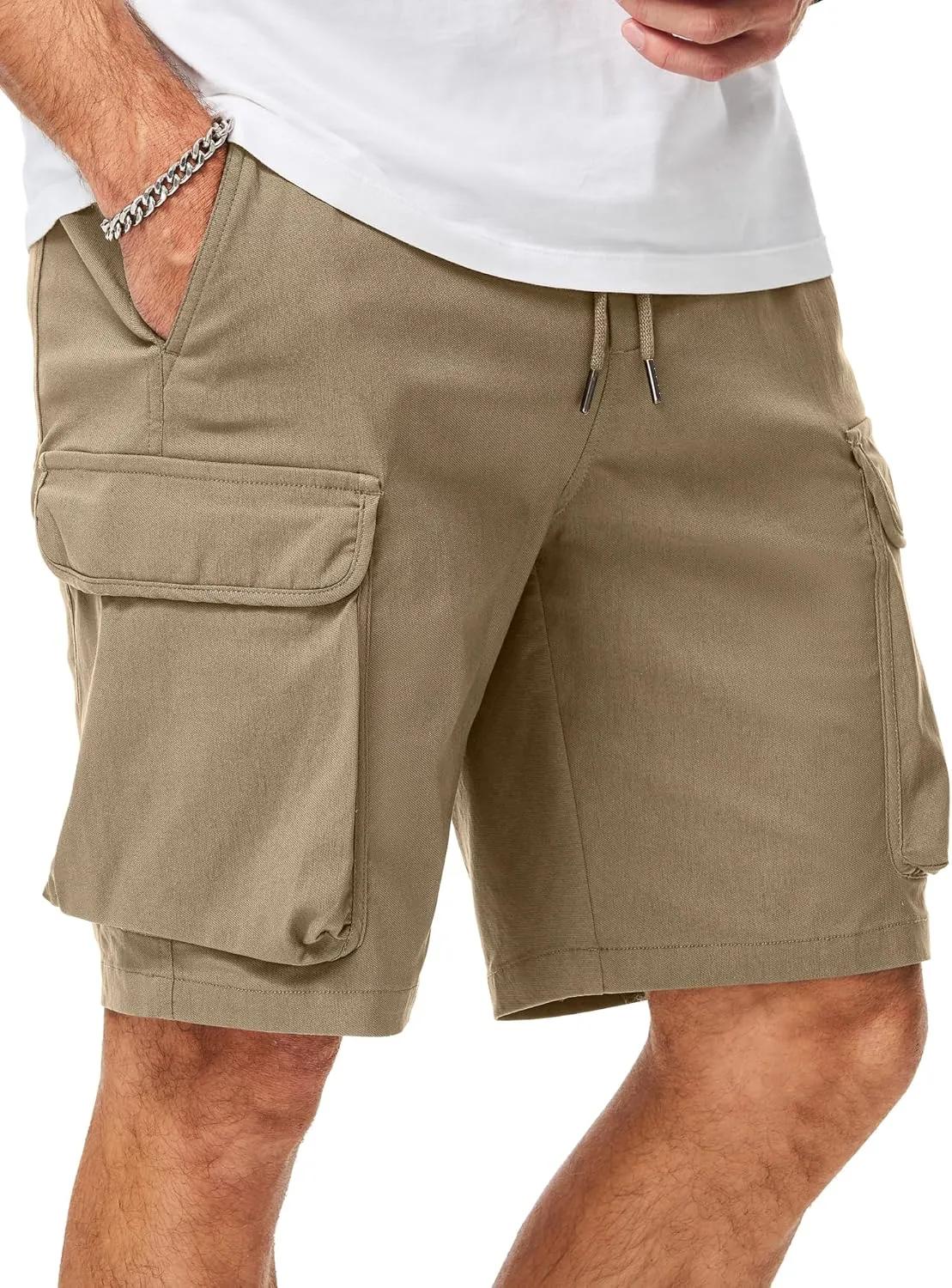JMIERR Men's Stretch Cargo Shorts Casual Drawstring Classic Relaxed Fit Summer Short with Multi Pockets