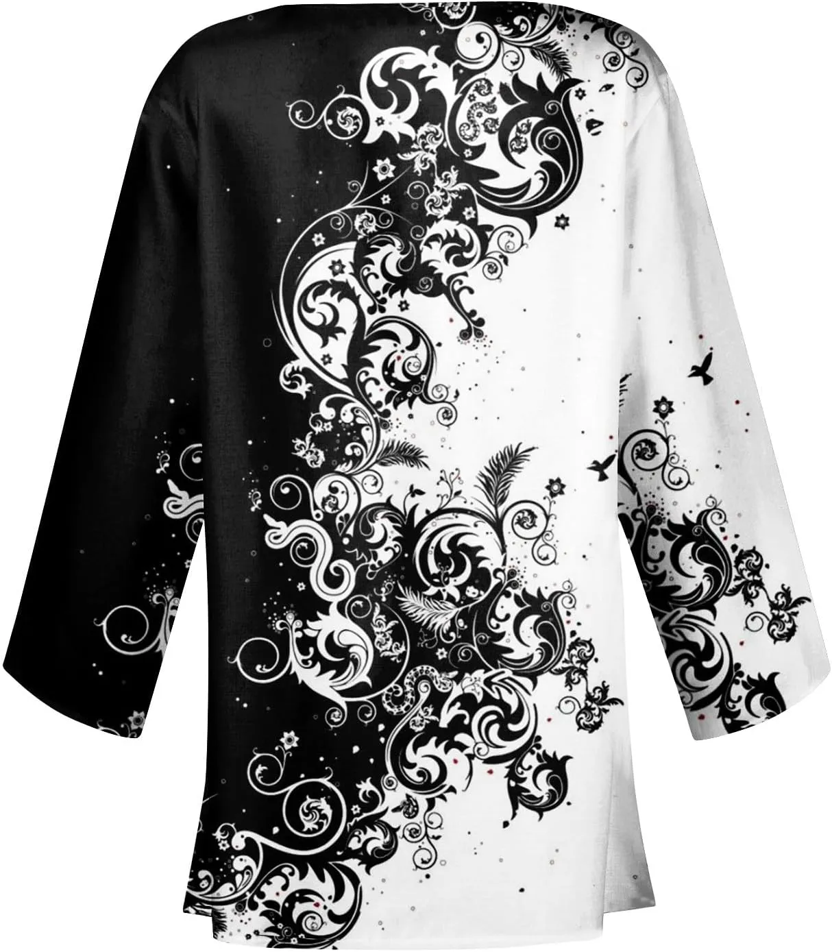 Kimonos for Women Plus Size Lightweight Floral Printed Tops Dressy Casual 3/4 Sleeve Summer Cardigan