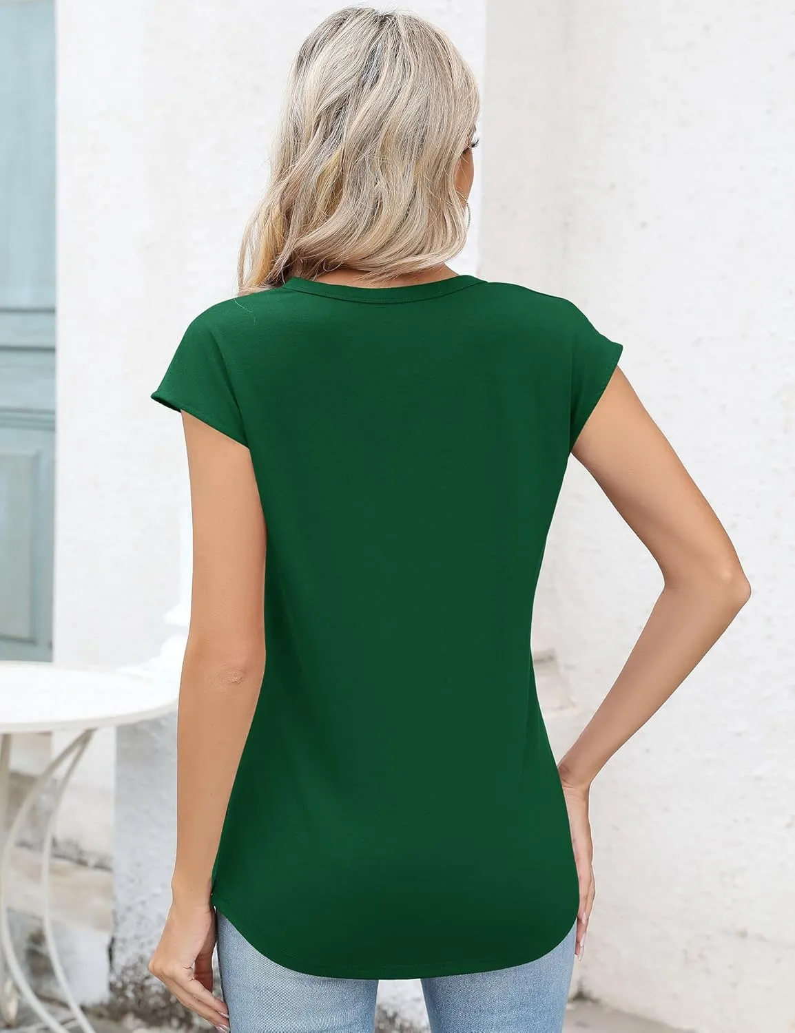 Kistore Women's Summer Casual V Neck Tank Tops Cap Sleeve Loose Fit Blouses Tunic Shirts
