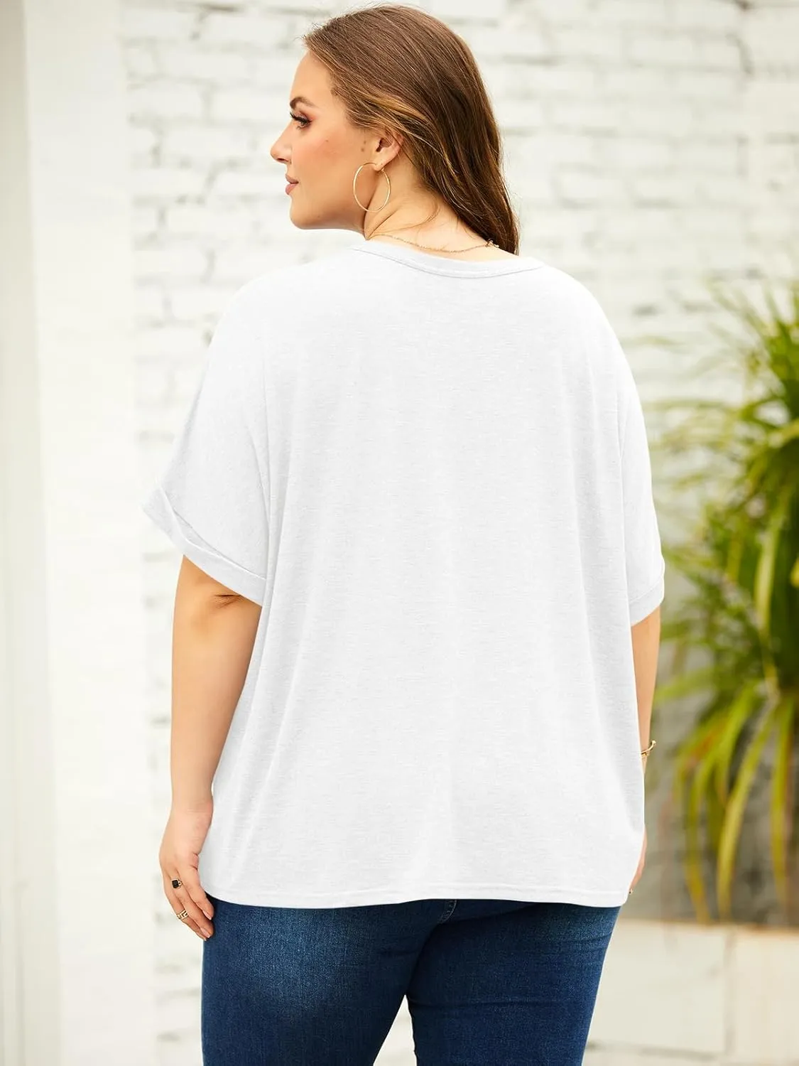 Langwyqu Womens Tops Oversized Tshirts Summer Short Sleeve T Shirts Casual Loose Fit Basic Tees