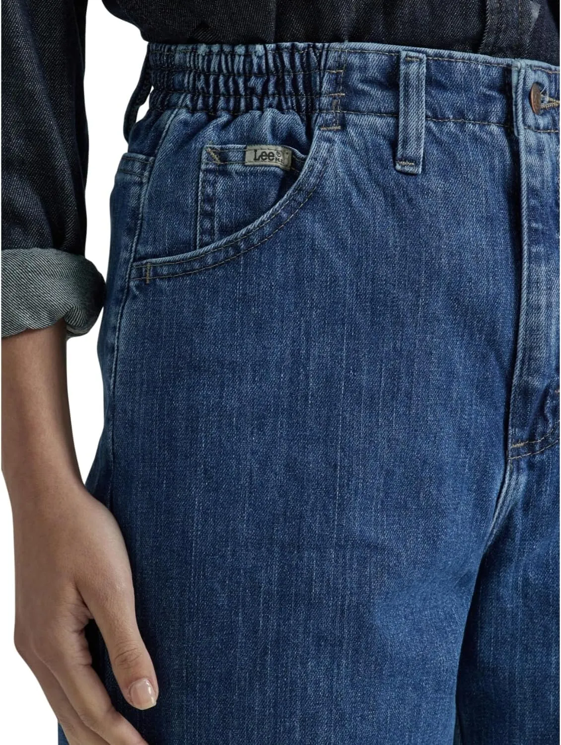 LEE Women's Relaxed-Fit Side Elastic Tapered-Leg Jean