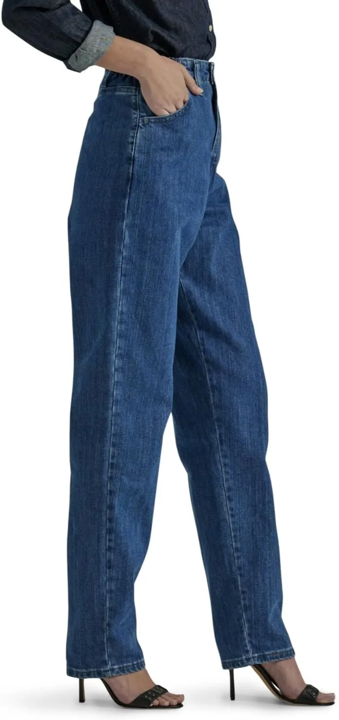 LEE Women's Relaxed-Fit Side Elastic Tapered-Leg Jean