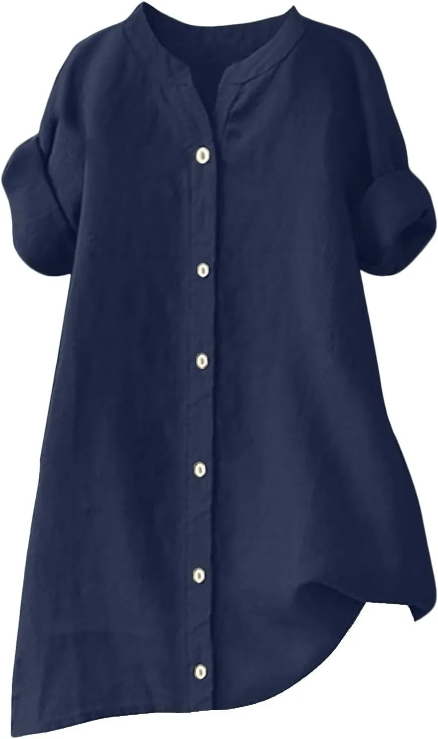 Linen Shirts for Women 2025 Gauze Short Sleeve V Neck Button Loose Fit Blouses Vacation Dress Casual Tunic Tops