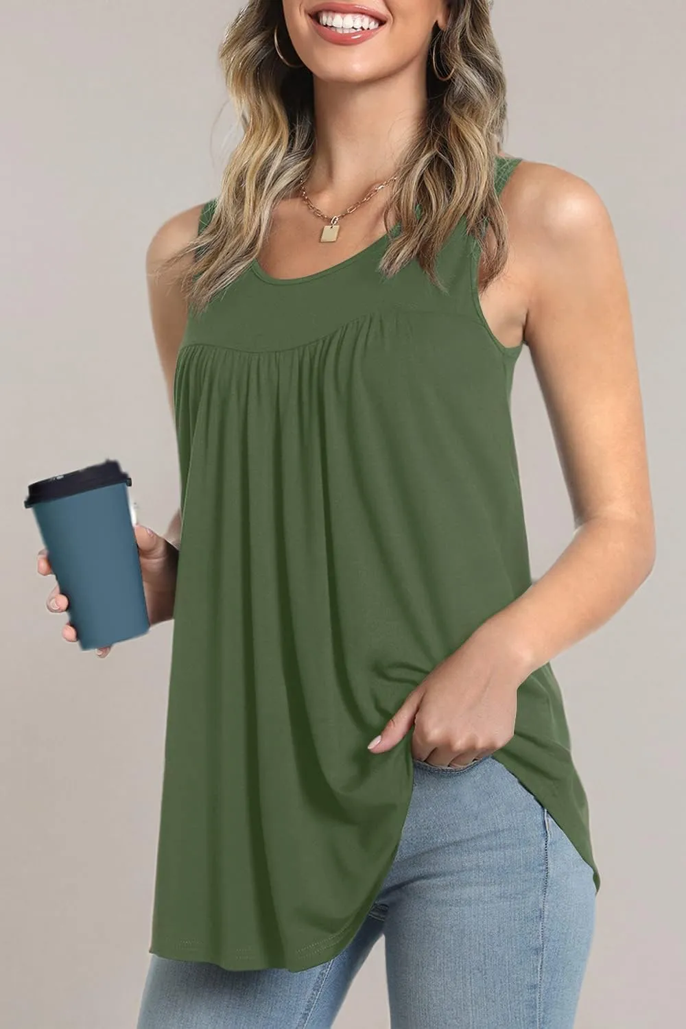 LONGYUAN Women's Tank Tops 2025 Summer Tunics Casual Sleeveless Shirts Ladies Loose Fit Blouses S-4XL