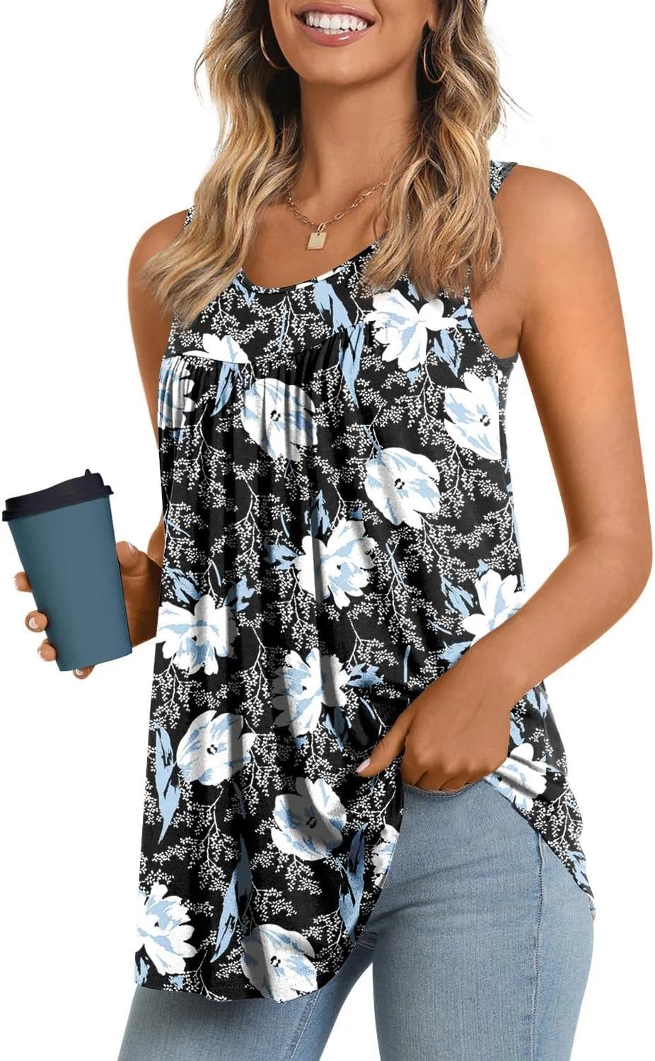 LONGYUAN Women's Tank Tops 2025 Summer Tunics Casual Sleeveless Shirts Ladies Loose Fit Blouses S-4XL