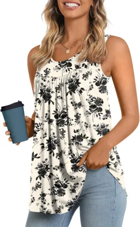 LONGYUAN Women's Tank Tops 2025 Summer Tunics Casual Sleeveless Shirts Ladies Loose Fit Blouses S-4XL
