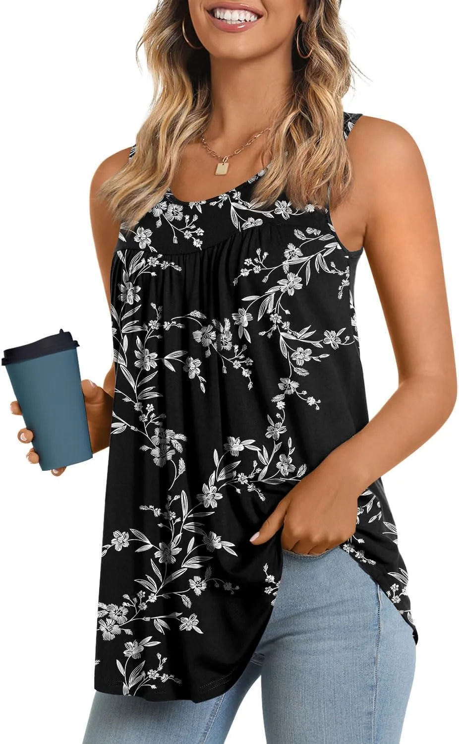 LONGYUAN Women's Tank Tops 2025 Summer Tunics Casual Sleeveless Shirts Ladies Loose Fit Blouses S-4XL