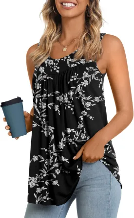 LONGYUAN Women's Tank Tops 2025 Summer Tunics Casual Sleeveless Shirts Ladies Loose Fit Blouses S-4XL
