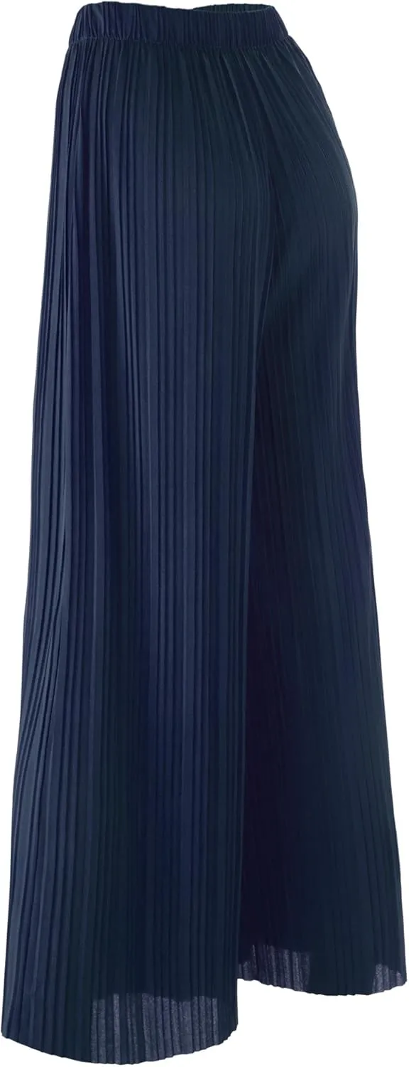 Made By Johnny Women's Pleated Wide Leg Palazzo Pants with Drawstring