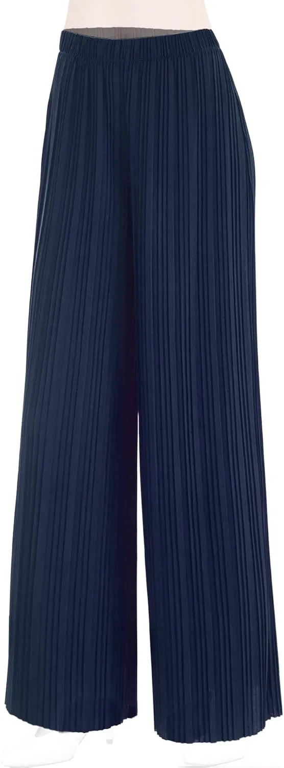 Made By Johnny Women's Pleated Wide Leg Palazzo Pants with Drawstring