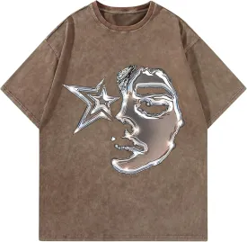 Men's Graphic Tees Shirt Unisex Cotton Oversized T-Shirt Short Sleeve Vintage Streetwear Casual Tee Top